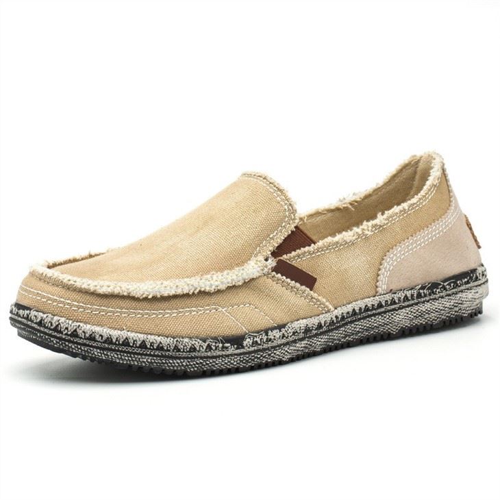 beige color canvas sneaker laceless for men