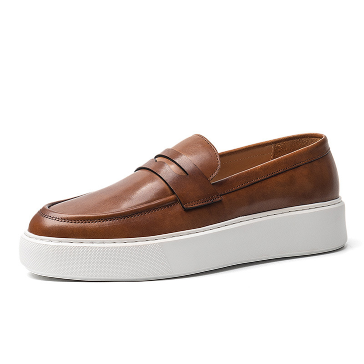 Horse Leather Men's Shoes Retro Trend Thick Sole Loafers