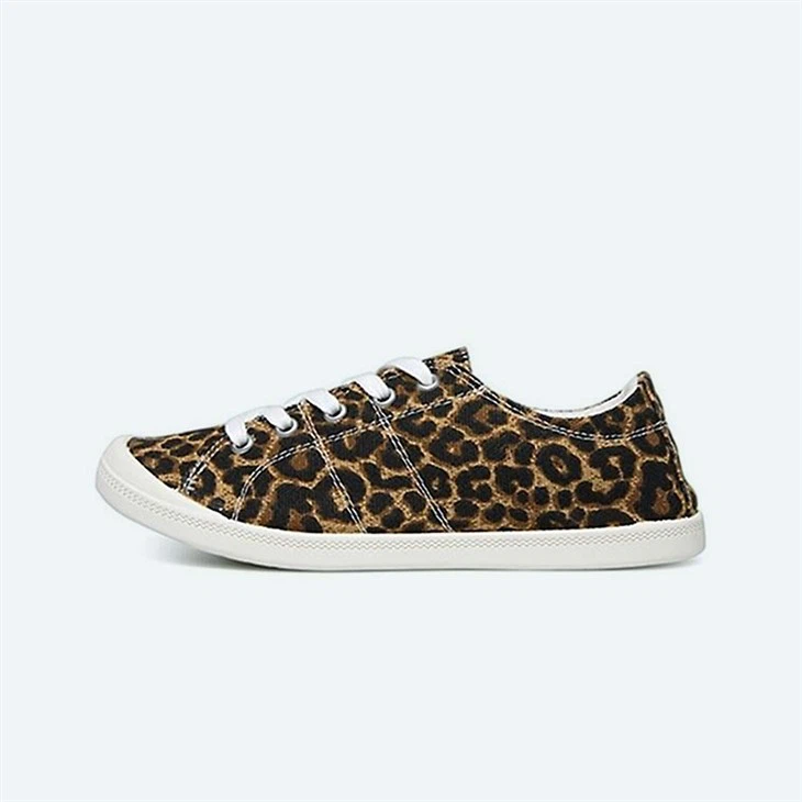 Patrón de leopardo Zapatos de lona Para damas Wide Fit